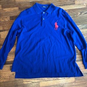 Polo by Ralph Lauren Royal Blue Long-Sleeve Polo with Red Pony